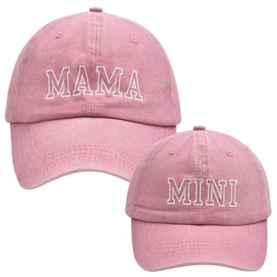2Pcs Mama and Mini Matching Baseball Cap for Mother Baby Duaghter Son, 3D Embroidered Adjustable Washed Parent-Child Hat