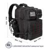 LHI Military Tactical Backpack for Men and Women 45L Army 3 Days Assault Pack Bag Large Rucksack with Molle System - Black With Red Line view 3