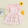 Shejingb Toddler Baby Girl Summer Clothes Kids Short Sleeve Solid T-Shirt Ruffle Daisy Skirts Overalls Dress Outfit 18M-6T (Daisy Flower Pink, 4-5 Years) view 3