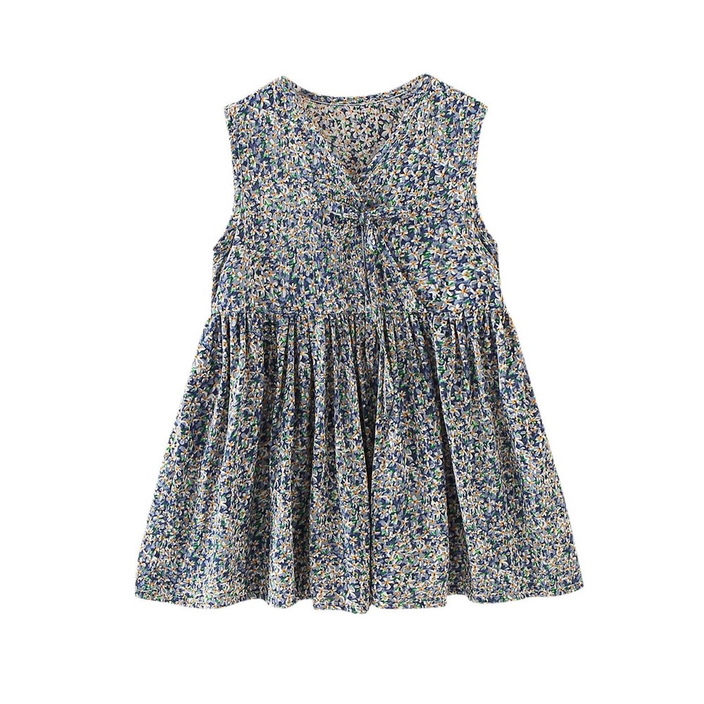 Clothes Flower Baby Girls Dress Dress Toddler Sleeveless Beach Kids Floral Girls Dress&Skirt (Dark Blue, 2-3 Years)
