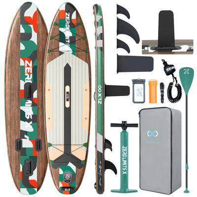 ZLX Inflatable Stand Up Paddle Board, 10'6" SUP Non-Slip Stable Deck Pad, Unique Center Fin, Premium Accessories, Paddleboard for Adults, Beginners, All Skill Levels