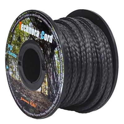 emma kites Black Technora Braided Cord 0.7mm PU Coating Abrasion Flame Resistant, Snare Line Tough Tactical Survival Assist Cord Model Rocket Paracord 150Lb 30Ft