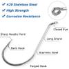 Octopus Beak Hooks, 60pcs Saltwater Circle Hooks Beak Offset Fishing Hooks Stainless Steel Fishing Jig Hooks Fishhook for Saltwater Freshwater 1/0-10/0 view 3