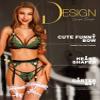 RSLOVE Women Lingerie Set with Garter Belt Lace Lace Teddy Babydoll Strappy Bra and Panty Set (No Stockings) Black&Green XL view 2