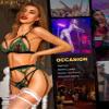 RSLOVE Women Lingerie Set with Garter Belt Lace Lace Teddy Babydoll Strappy Bra and Panty Set (No Stockings) Black&Green XL view 3