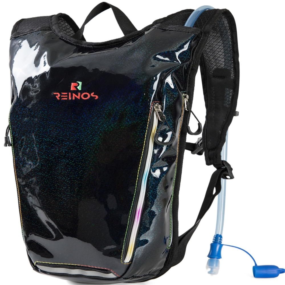 Hydration Backpack Pack with 2L Water Bladder Rave Essentials Lightweight Bag for Hiking, Running Vest, Music Festival for Men Women (Black)