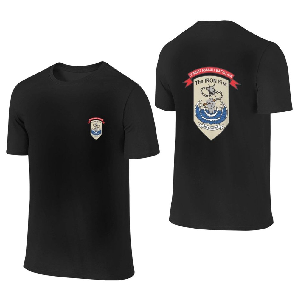 WOLEN Combat Assault Battalion Men's T-Shirt Casual Short Sleeved T-Shirt Black, X-Large