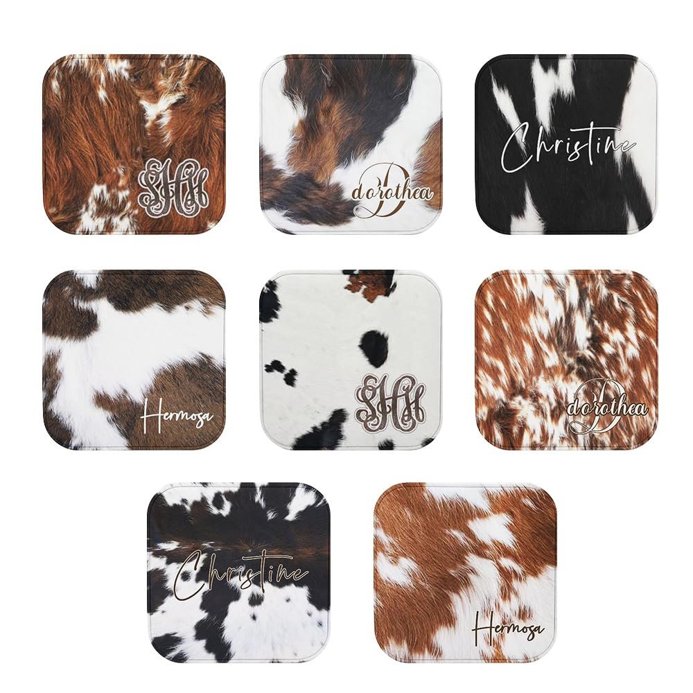 callie Personalized Western Jewelry Box for Women Girls Cowgirl, Custom Monogram Leather Cow Print Travel Jewelry Case Mother's Day Wedding Birthday Gift