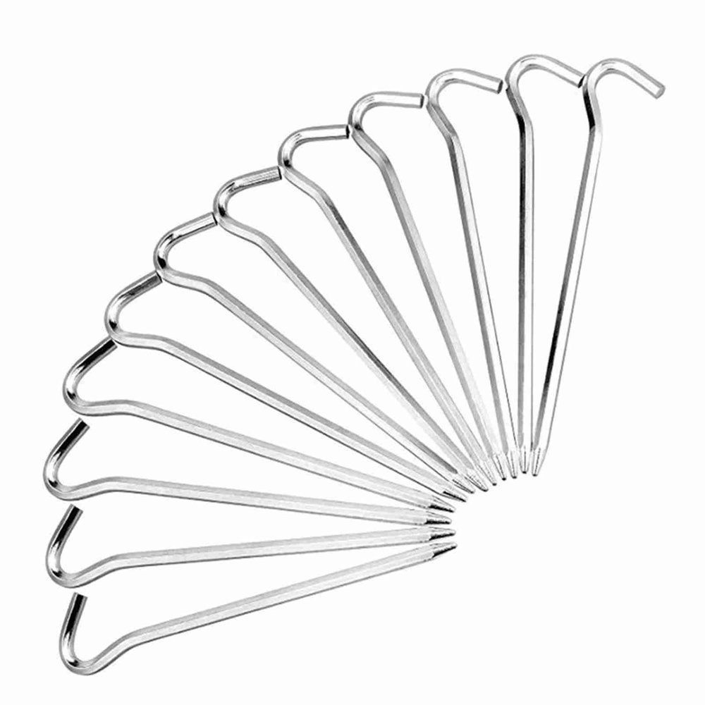 Tyenaza 12pcs Tent Ground Stakes, Heavy Duty Galvanized Iron Tent Ground Pegs for Outdoor Camping Backpacking Gardening(182mm / 7.2in)