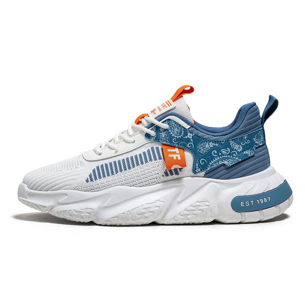 SPWAGYM Mens Running Tennis Walking Shoes Cushioning Mens Sneakers Workout Casual Sports Shoes for Men White Blue Size 8.5