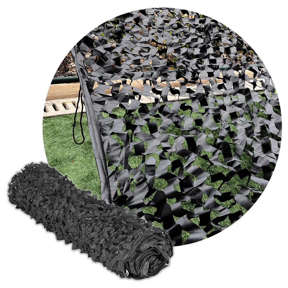 Camouflage Netting for Gardens,Outdoor Shade Camo Nets,Military Nets,Black Camouflage Mesh,Lightweight and Durable,1/2/3/4/5/6/7/8/9/10m,Black-1x8m(3.3 * 26.2ft)