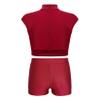JanJean Kids Girls 2 Piece Ballet Dance Outfits Shiny Top with Booty Shorts Gymnastics Leotard Dance Tracksuit Burgundy A 6 Years view 2