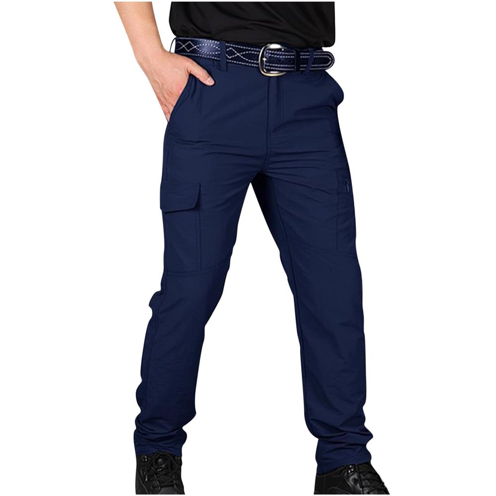 Uillui Men's Flex Ripstop Tactical Pants Work Casual Slacks Slim Fit Stretch Lightweight Waterproof Outdoor Hiking Trousers Navy