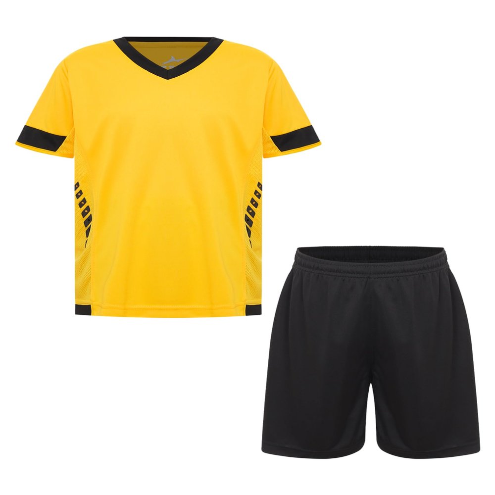 Fldy Boys Soccer Sports Training Uniforms Kids Youth Athletic Football Soccer Jersey Shirt and Shorts Kit B 5-6 Years