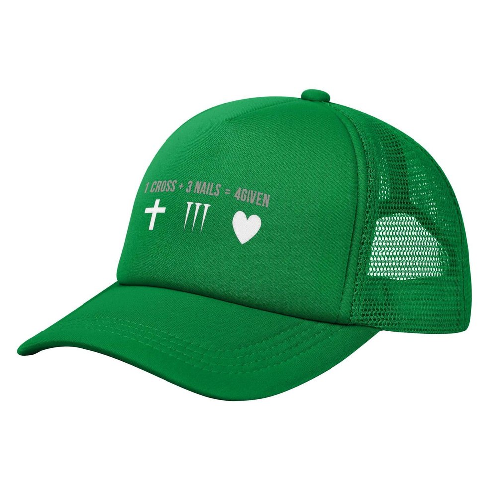 1 Cross 3 Nails 4 Given Christian Cross Adult Mesh Baseball Cap Classic Casual Trucker Hats Green