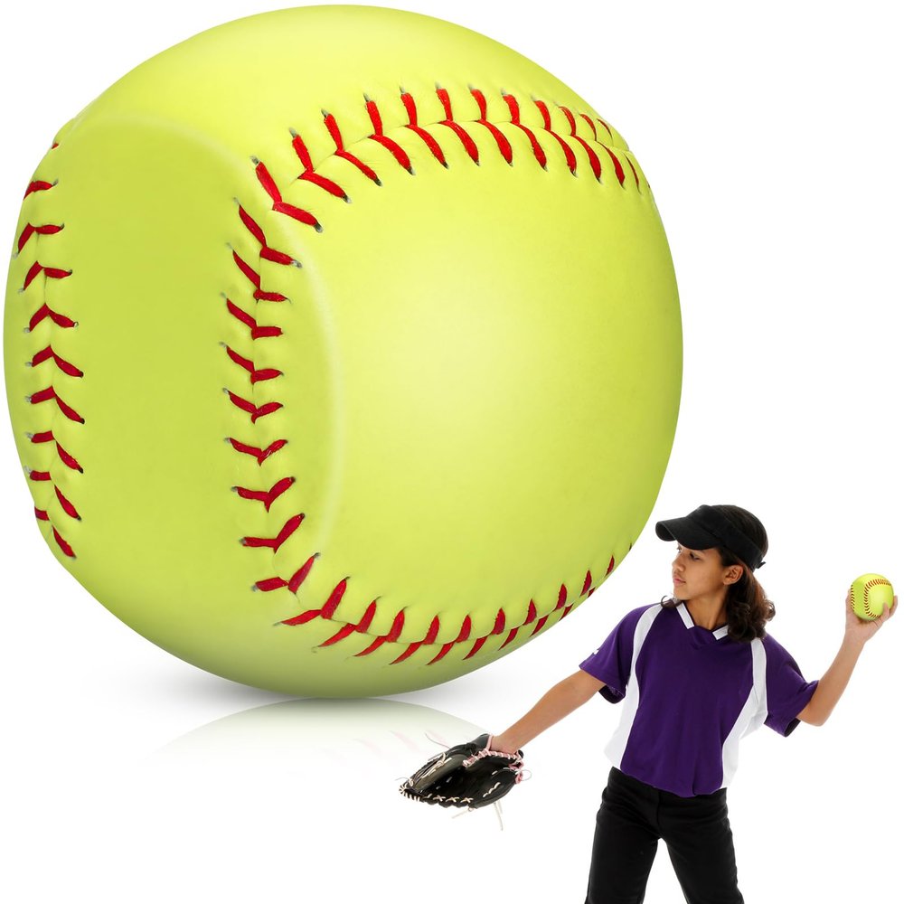 Arrowbash 1 Pack Softball Pitching and Throwing Spin Trainer 12 Inch Softball Training Equipment Pitcher Overhand Thrower Training Aid Leather Ball with Raised Stitched Seams for Softball Practice
