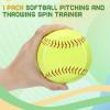 Arrowbash 1 Pack Softball Pitching and Throwing Spin Trainer 12 Inch Softball Training Equipment Pitcher Overhand Thrower Training Aid Leather Ball with Raised Stitched Seams for Softball Practice view 2
