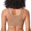 DELIMIRA Women's Front Closure Bras Posture Full Coverage Plus Size Underwire Unlined Back Support Plunge Seamless Bra B-H Cups Gravel Beige 40D view 2
