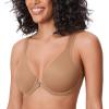 DELIMIRA Women's Front Closure Bras Posture Full Coverage Plus Size Underwire Unlined Back Support Plunge Seamless Bra B-H Cups Gravel Beige 34E view 3