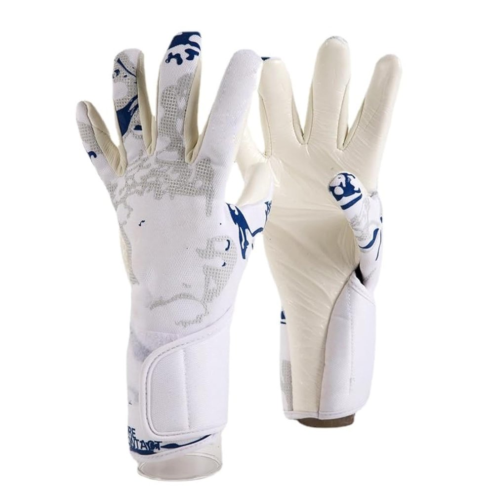 PLbSe Soccer Goalkeeper Gloves Goalie Training Gloves Strong Grip Anti-Slip and Breathable for Adults and Children (White,7)
