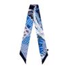 JERLA 100% Mulberry silk Scarf Head Hair Ribbon Handbag Handle wrap Tie Bundle Neckerchief Scarf for women (Feather and poker blue) view 1