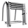 Dock Swim Step Ladder Polished Stainless Steel Pontoon Boat Ladder 4 Steps Fold Up, Floating Dock/Skiff/Inboard Boarding Ladders with Handrails, Slip-Proof Tread view 1