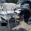 Dock Swim Step Ladder Polished Stainless Steel Pontoon Boat Ladder 4 Steps Fold Up, Floating Dock/Skiff/Inboard Boarding Ladders with Handrails, Slip-Proof Tread view 3