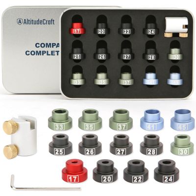 AltitudeCraft Bullet Comparator Kit with 14 Inserts, Universal Fit for .17 to .45 Calibers, Precision Reloading Supplies and Equipment and Gauge Tool with Tin Box, Anodized Aluminum