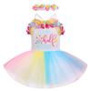 1/2 Birthday Girl Outfit, Infant Half Way to One Party Dress It's My Half Birthday Outfits Girls Princess Tutu Rainbow Tulle Romper Dresses 6 Months Photoshooting Summer Casual Colorful 3-6 Months view 1