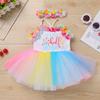 1/2 Birthday Girl Outfit, Infant Half Way to One Party Dress It's My Half Birthday Outfits Girls Princess Tutu Rainbow Tulle Romper Dresses 6 Months Photoshooting Summer Casual Colorful 3-6 Months view 2