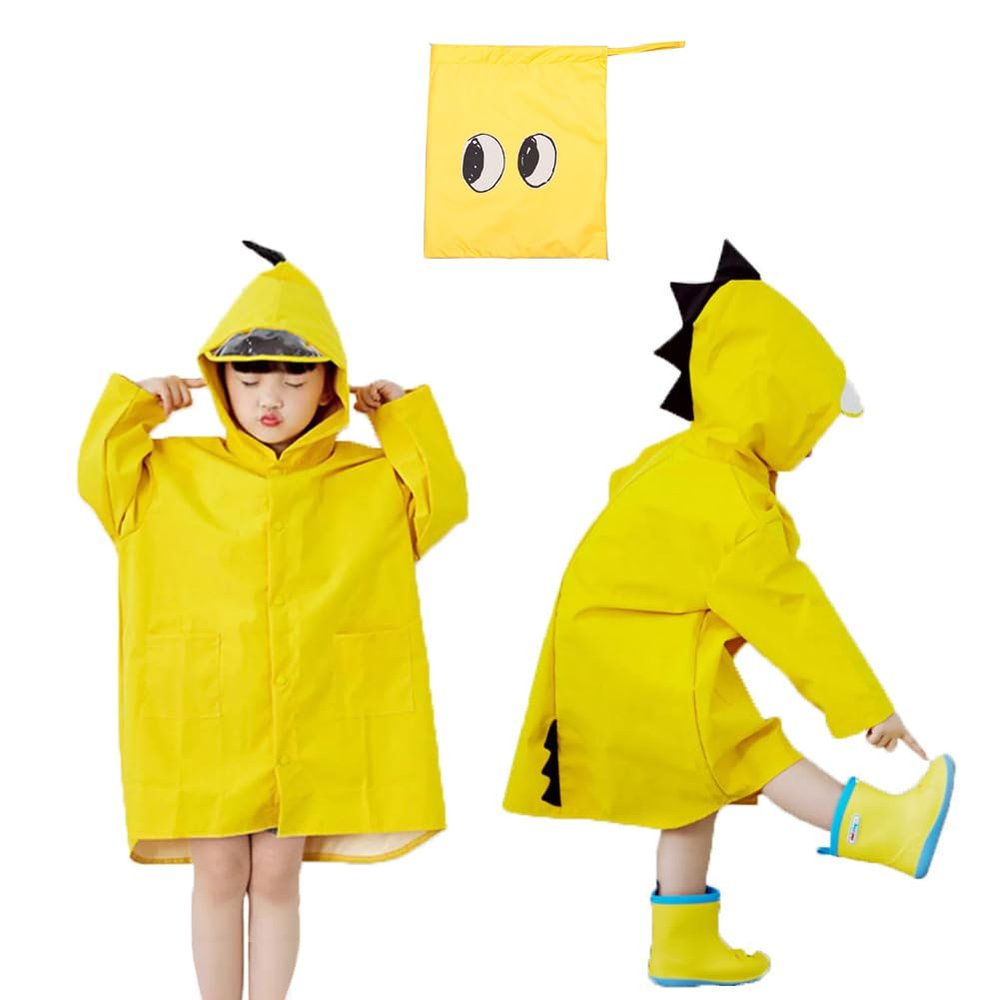 SIQITECHNO Kids Dinosaur Raincoat Hoodie for Boy Girl Windproof Waterproof Children Rain Poncho Cartoon Rain Jacket for 2-5 Years
