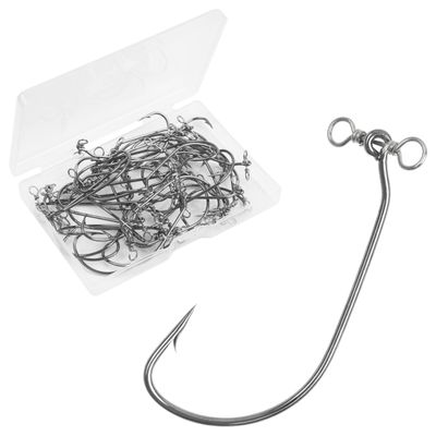 Drop Shot Fishing Hooks, 40pcs in-line Drop Shot Rig Hooks and Swivel Soft Plastic Worm Hooks High Carbon Steel Fishing Hooks for Bass, Perch Fishing Size 2/0, 3/0, 4/0 (3/0-40pcs)