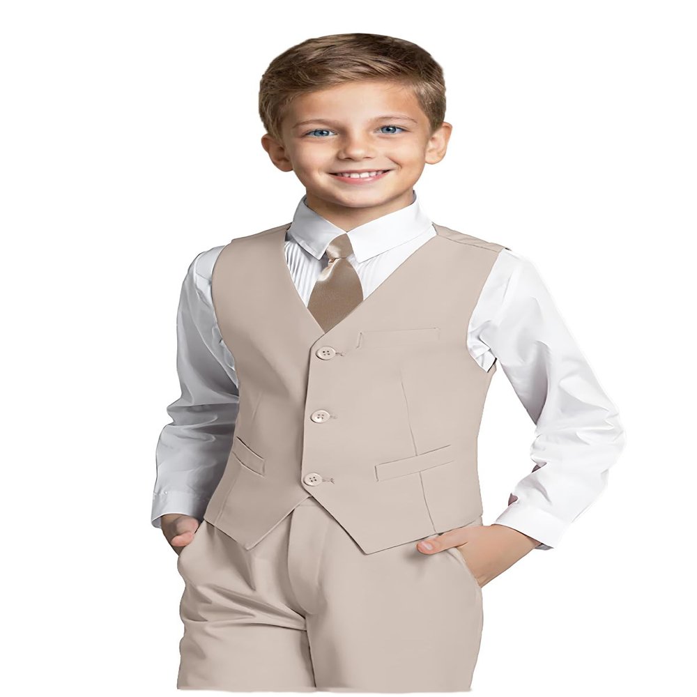 Toddler Suits for Weddings Boys Formal Suit Set Boys Tuxedo Suit Champagne 4Pc Size 3