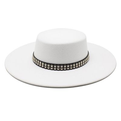 10CM Wide Brim Fedora Hat Classic Wool Felt Hats with Belt Panama Hat Black Formal Dress Hat