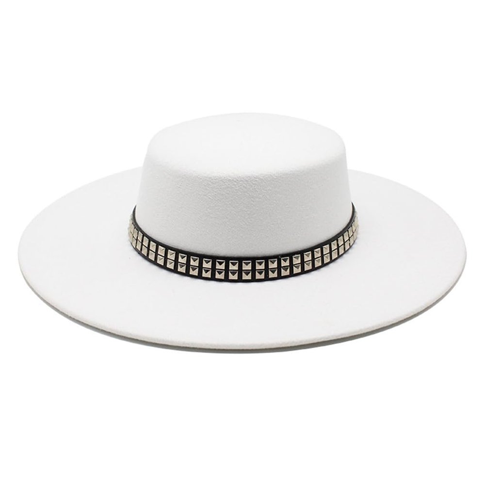 10CM Wide Brim Fedora Hat Classic Wool Felt Hats with Belt Panama Hat Black Formal Dress Hat