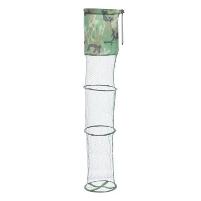 PATIKIL 59"x10" Fishing Cage Basket, Collapsible Fishing Bait Mesh Nylon Fish Keeping Net with Anchor Bolt for Bait Storage Crayfish Minnows Shrimps