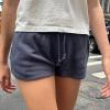 Women Drawstring Waist Sweat Shorts Casual Loose Wide Leg Workout Shorts Y2k Low Rise Athletic Lounge Shorts (Dark Blue, M) view 3