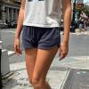 Women Drawstring Waist Sweat Shorts Casual Loose Wide Leg Workout Shorts Y2k Low Rise Athletic Lounge Shorts (Dark Blue, M) view 4