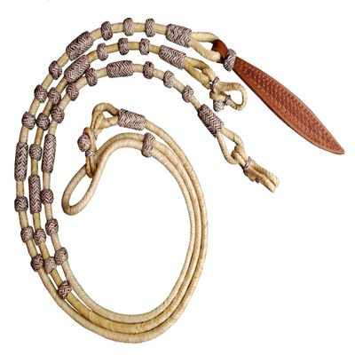 WeavingCraft Hand-Braided Zebra Print Rawhide Romal Reins- Premium Quality Ranch Rope with Knots for Horse Tack- Genuine Raw Hide Leather
