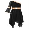 YOOJOO Child Asymmetrical Praise Dance Tunic for Girls Color Block Praise Liturgical Lyrical Dance Dress G2201Black 6 Years view 1