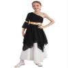 YOOJOO Child Asymmetrical Praise Dance Tunic for Girls Color Block Praise Liturgical Lyrical Dance Dress G2201Black 6 Years view 2