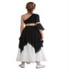 YOOJOO Child Asymmetrical Praise Dance Tunic for Girls Color Block Praise Liturgical Lyrical Dance Dress G2201Black 6 Years view 4