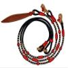 WeavingCraft Premium Quality Rawhide Rope with Red Leather Hand Braided Knots - Ideal for Horse Tack, Romal Reins, and Ranch Riding (Black) view 1
