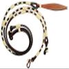 WeavingCraft Hand-Braided Chestnut/Cherry Rawhide Rope Romal Reins with Plain Natural Leather Knots- Premium Horse Tack for Ranch Riding view 1
