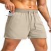 Soothfeel Men's Running Shorts with Zipper Pockets 9"/ 7"/ 5" Lightweight Quick Dry Basketball Gym Workout Athletic Shorts for Men (Khaki, L) view 1
