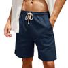 SWJGLITTR Mens Linen Casual Shorts Drawstring Summer Beach Short Pants Lightweight with Pockets and Elastic Waist Shorts (Blue 1,XX-Large) view 1
