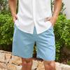 SWJGLITTR Mens Linen Casual Shorts Drawstring Summer Beach Short Pants Lightweight with Pockets and Elastic Waist Shorts (Blue,XX-Large) view 2