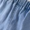 NineFit Basics Girls Flower Ruffle Hem Denim Pleated Flared Casual Shorts Flowy Skirt Gymnastics Shorts for Little (Pink, 6-7 Years) view 4
