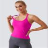 MathCat Seamless Workout Tank Tops for Women with Built in Bra, Spaghetti Strap Padded Gym Tops, Racerback Sports Athletic Slim Yoga Shirts Camisole Hot Pink view 2