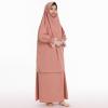 Abayas for Girls Abaya Two-piece Muslim Long Sleeve Arabian Robe Ramadan Maxi Dresses and Full Cover Lace Hijab Kids Dubai Turkey Kaftan Prayer Dress Modest Islamic Casual Clothes Orange Pink 5-6 T view 3